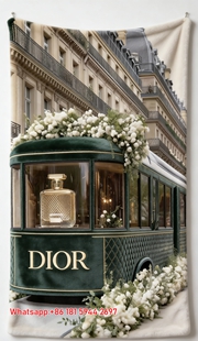 Dior Green Tram Perfume Flannel Throw Blanket D159